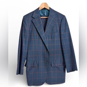 Haspel Custom Tailored Blue Windowpane Sport Coat Blazer